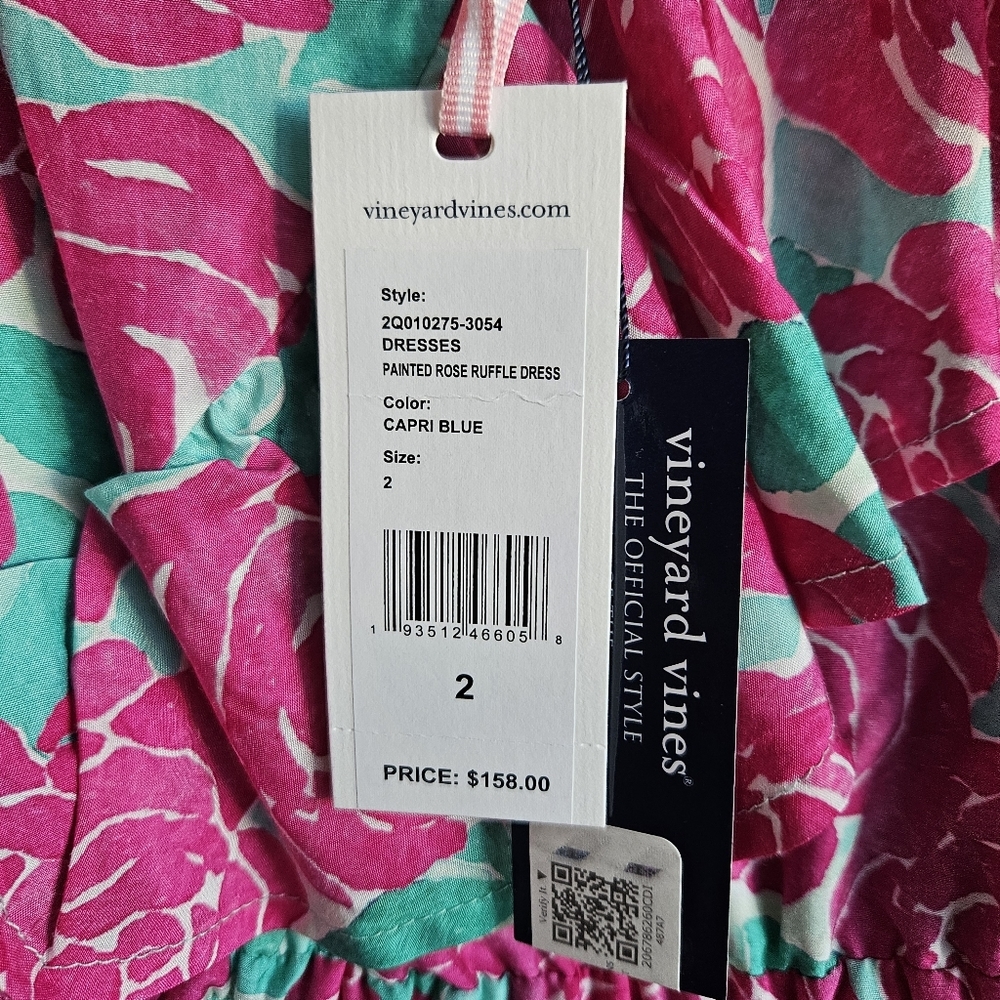 Vineyard Vines Pink Floral One-Shoulder Ruffle Dress - Picture 7 of 8